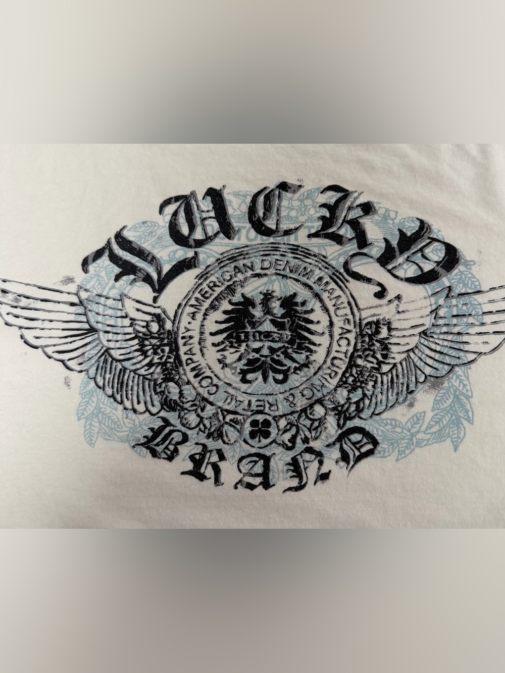 Lucky Brand Cream Relaxed Fit Crew Neck Men's Large Short Sleeve Cotton T-Shirt - Picture 4 of 8
